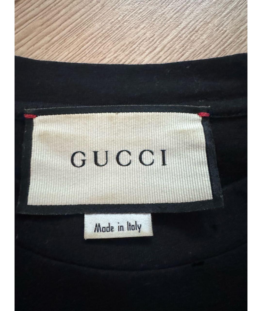 GUCCI Черная хлопковая футболка, фото 3