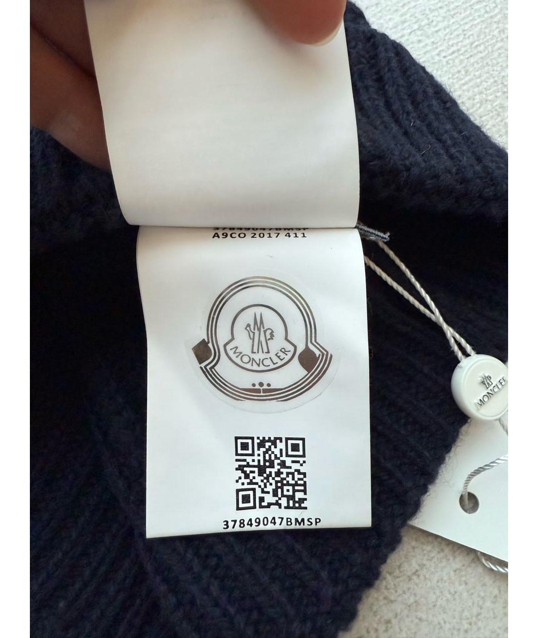 MONCLER Темно-синяя шерстяная шапка, фото 5