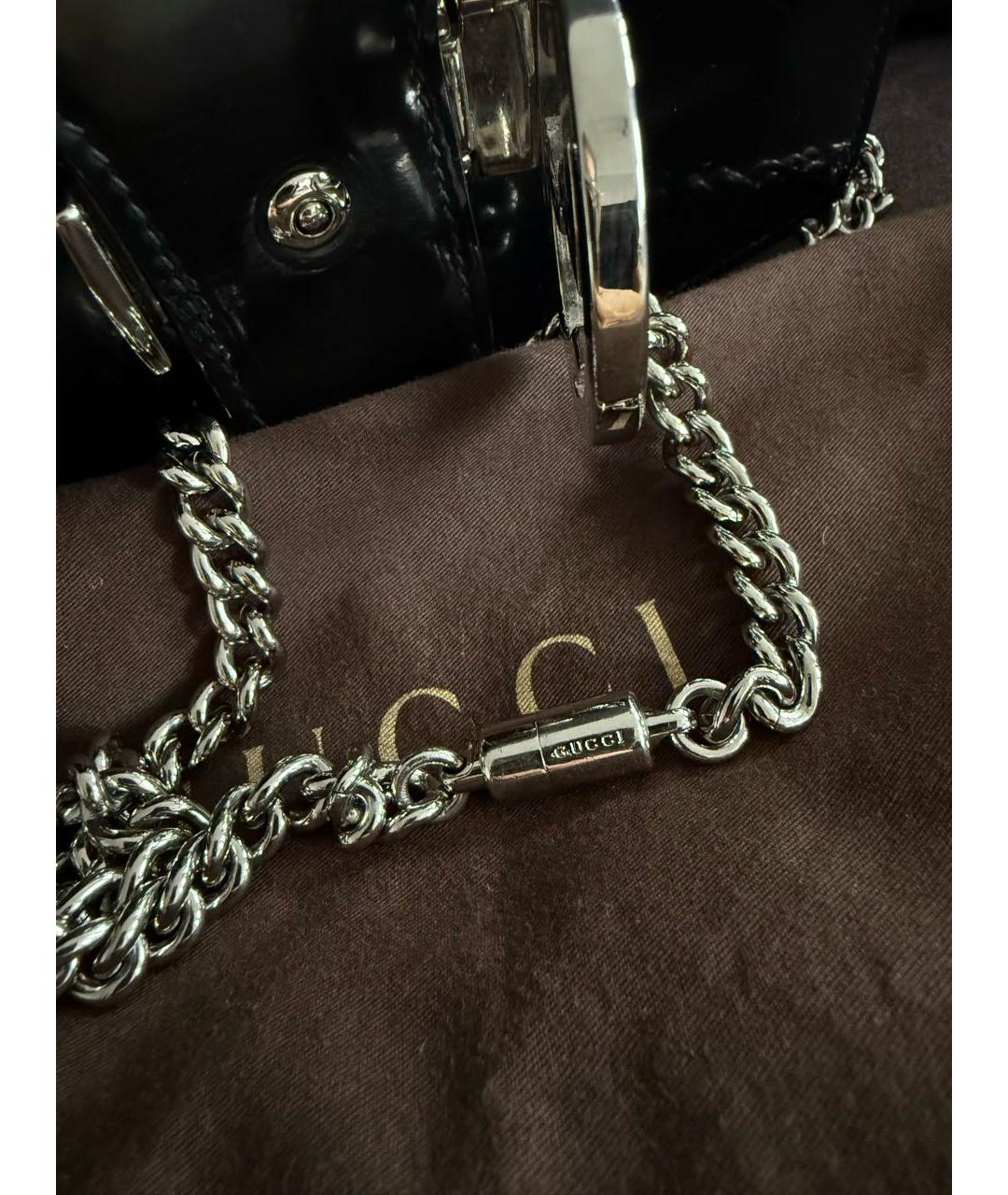 GUCCI Черная сумка через плечо из лакированной кожи, фото 6