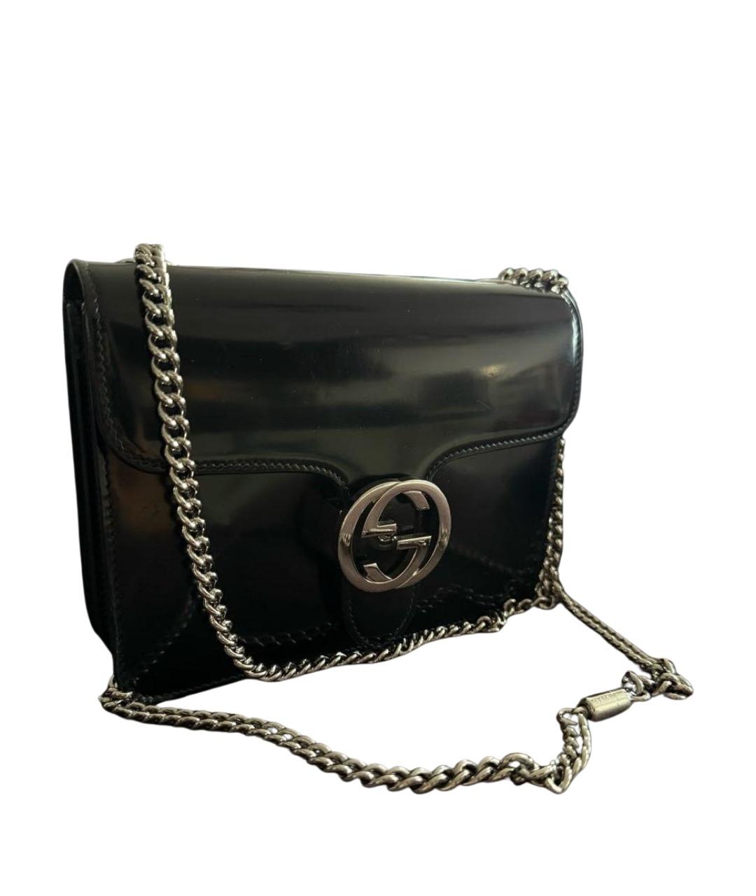GUCCI Черная сумка через плечо из лакированной кожи, фото 1