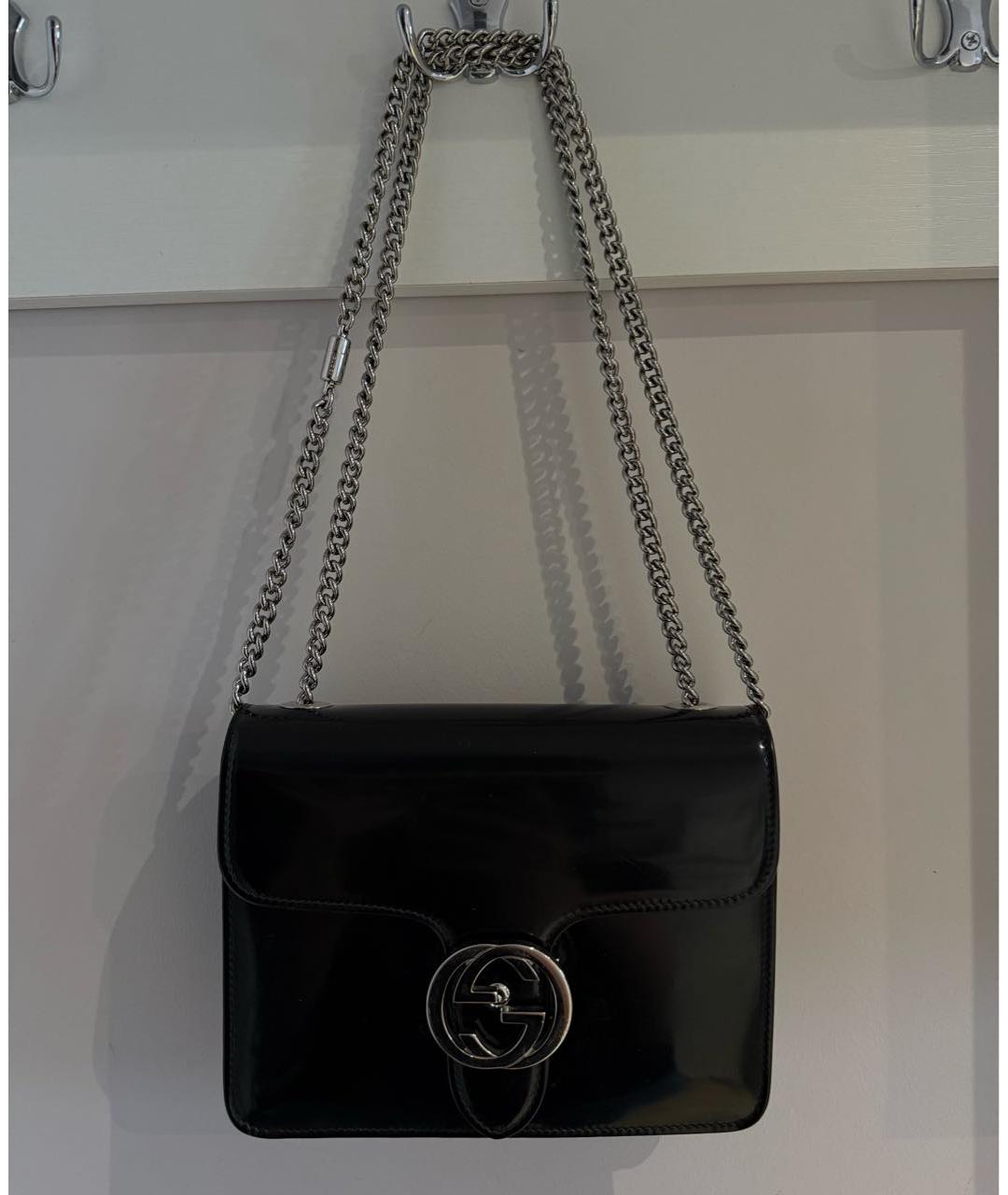 GUCCI Черная сумка через плечо из лакированной кожи, фото 2