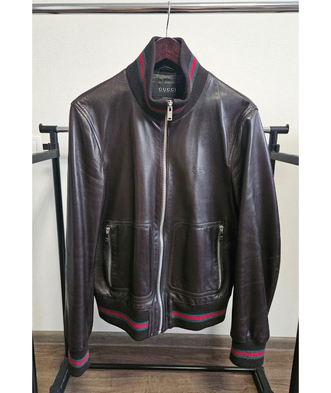 GUCCI Коричневая кожаная куртка, фото 4