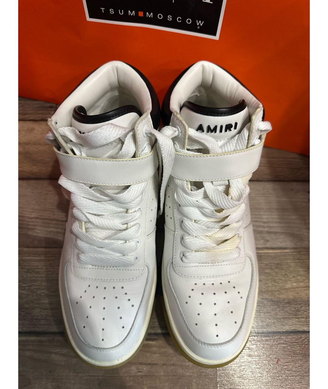 AMIRI Белые кожаные высокие кроссовки / кеды, фото 6