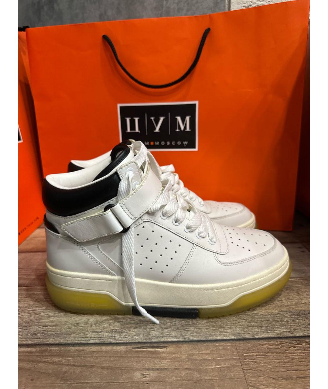 AMIRI Белые кожаные высокие кроссовки / кеды, фото 4