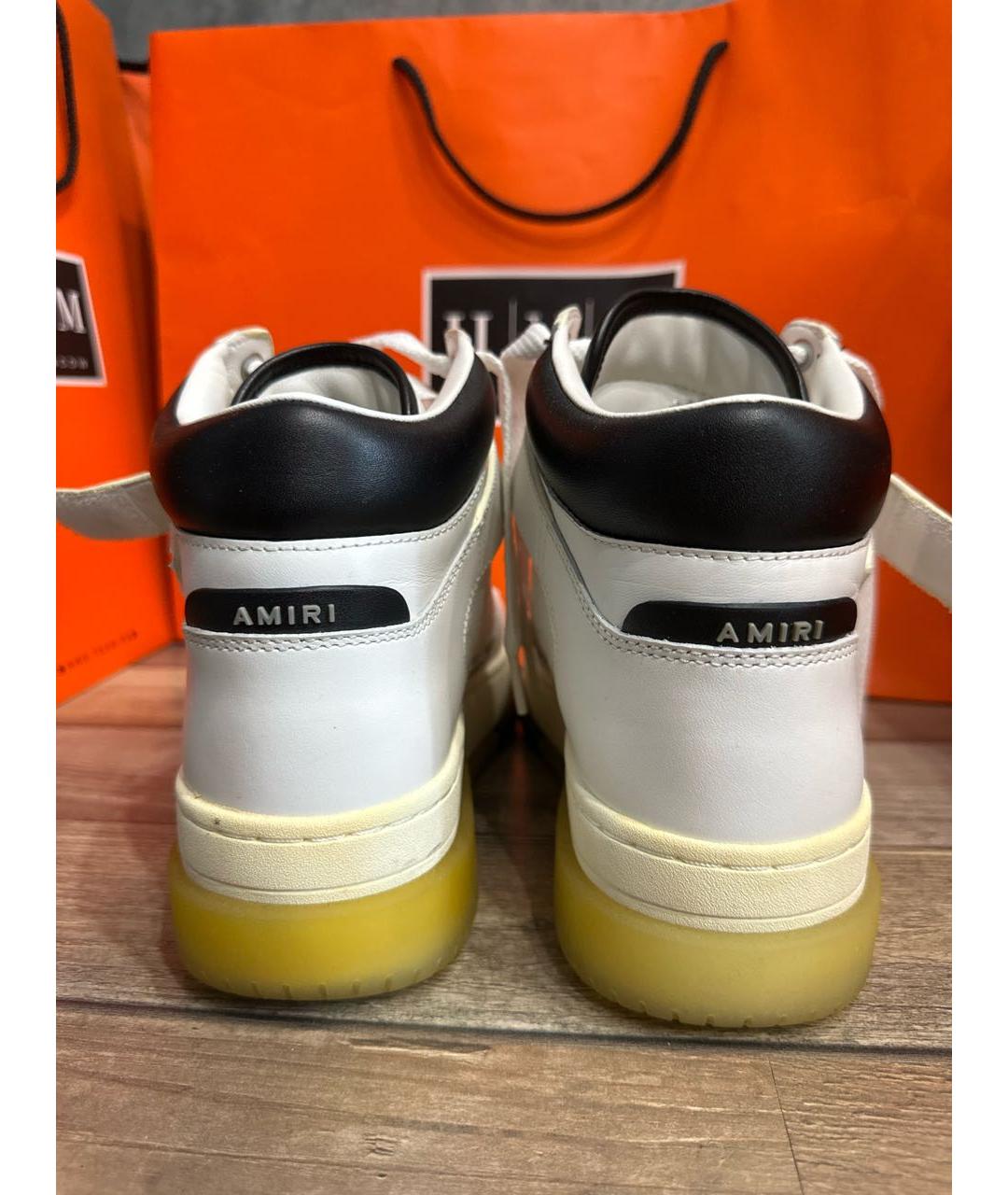 AMIRI Белые кожаные высокие кроссовки / кеды, фото 7