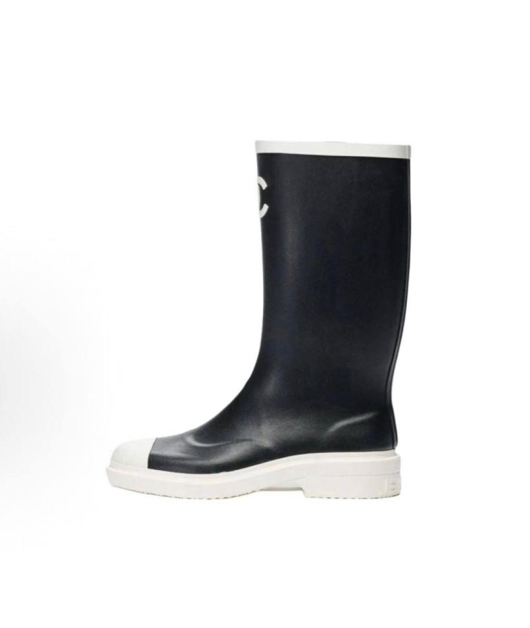 CHANEL Черные резиновые сапоги, фото 6
