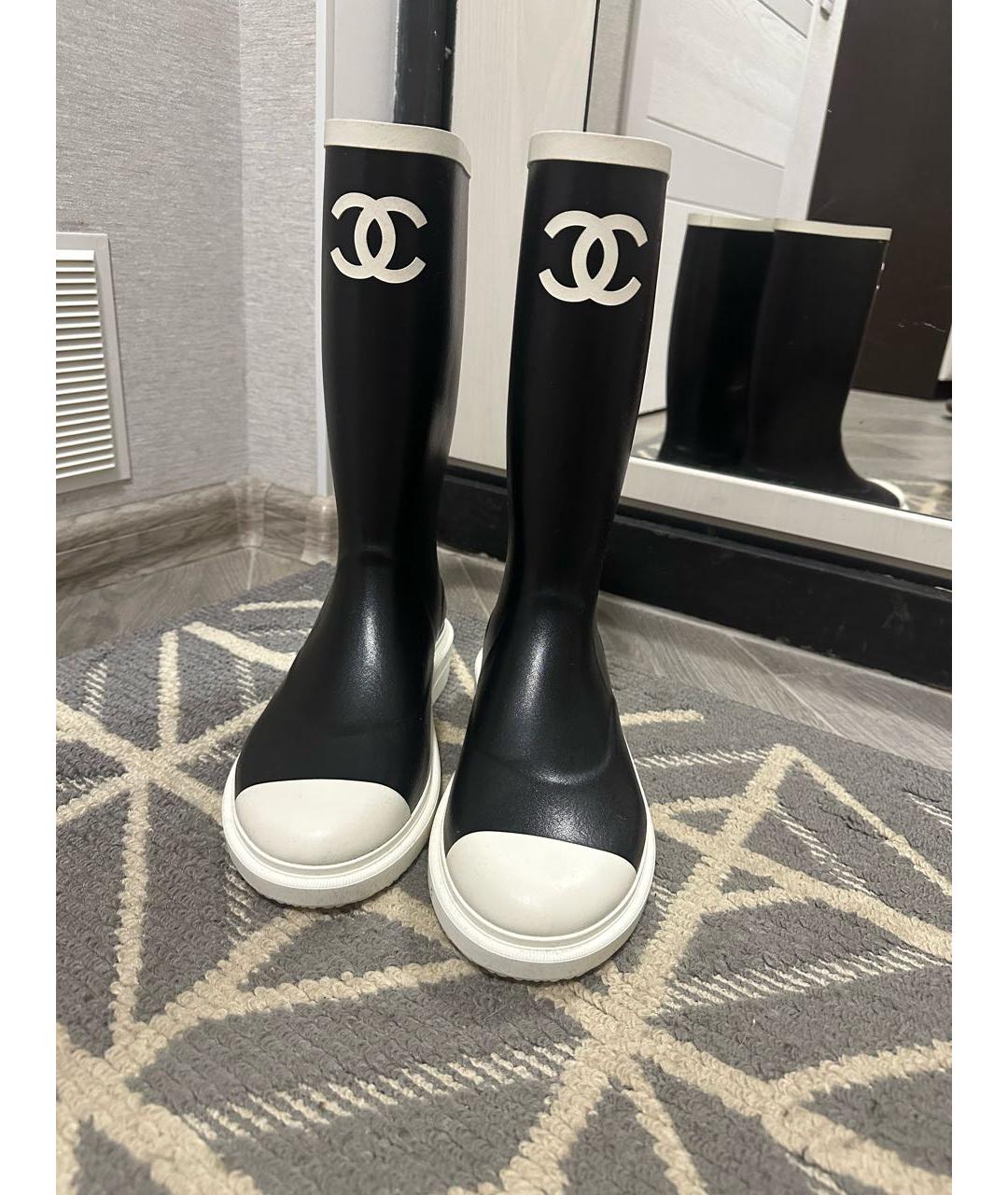 CHANEL Черные резиновые сапоги, фото 3