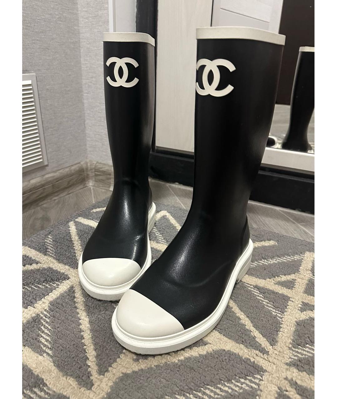 CHANEL Черные резиновые сапоги, фото 2