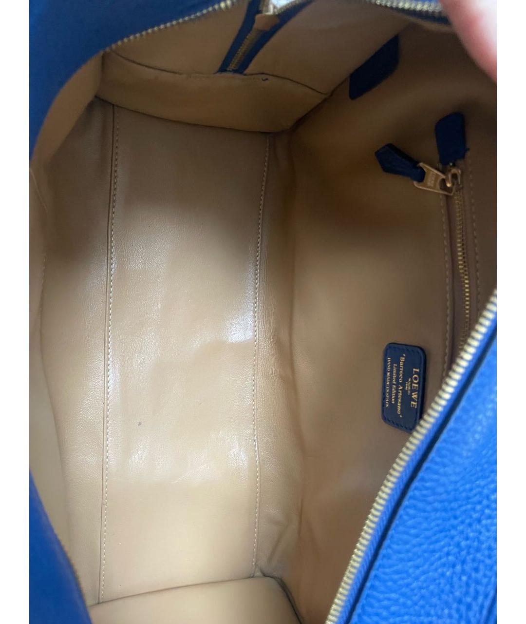 LOEWE Синяя кожаная сумка с короткими ручками, фото 6