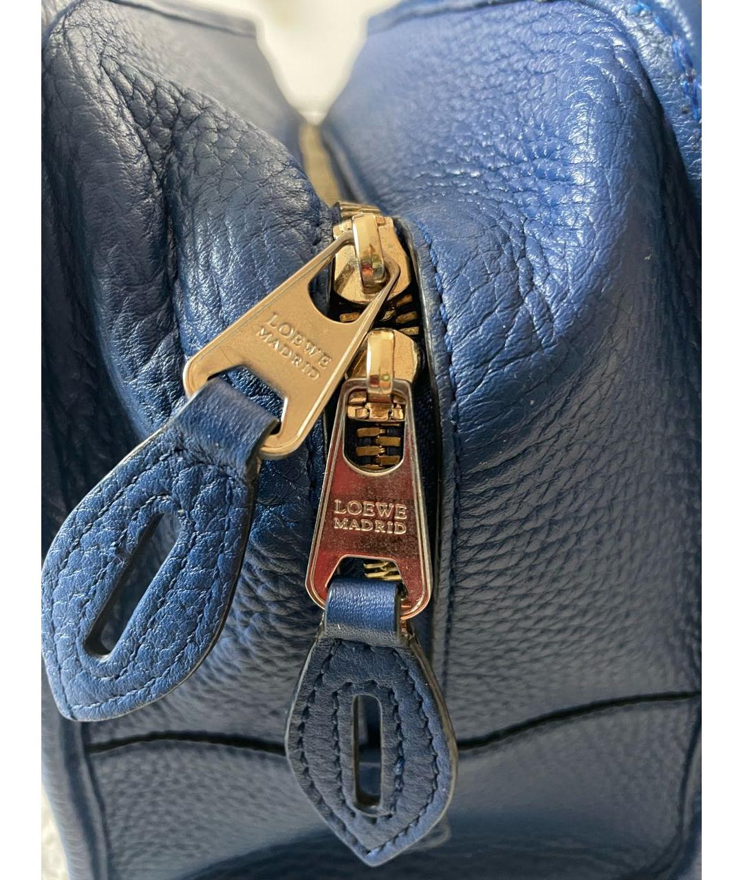 LOEWE Синяя кожаная сумка с короткими ручками, фото 5