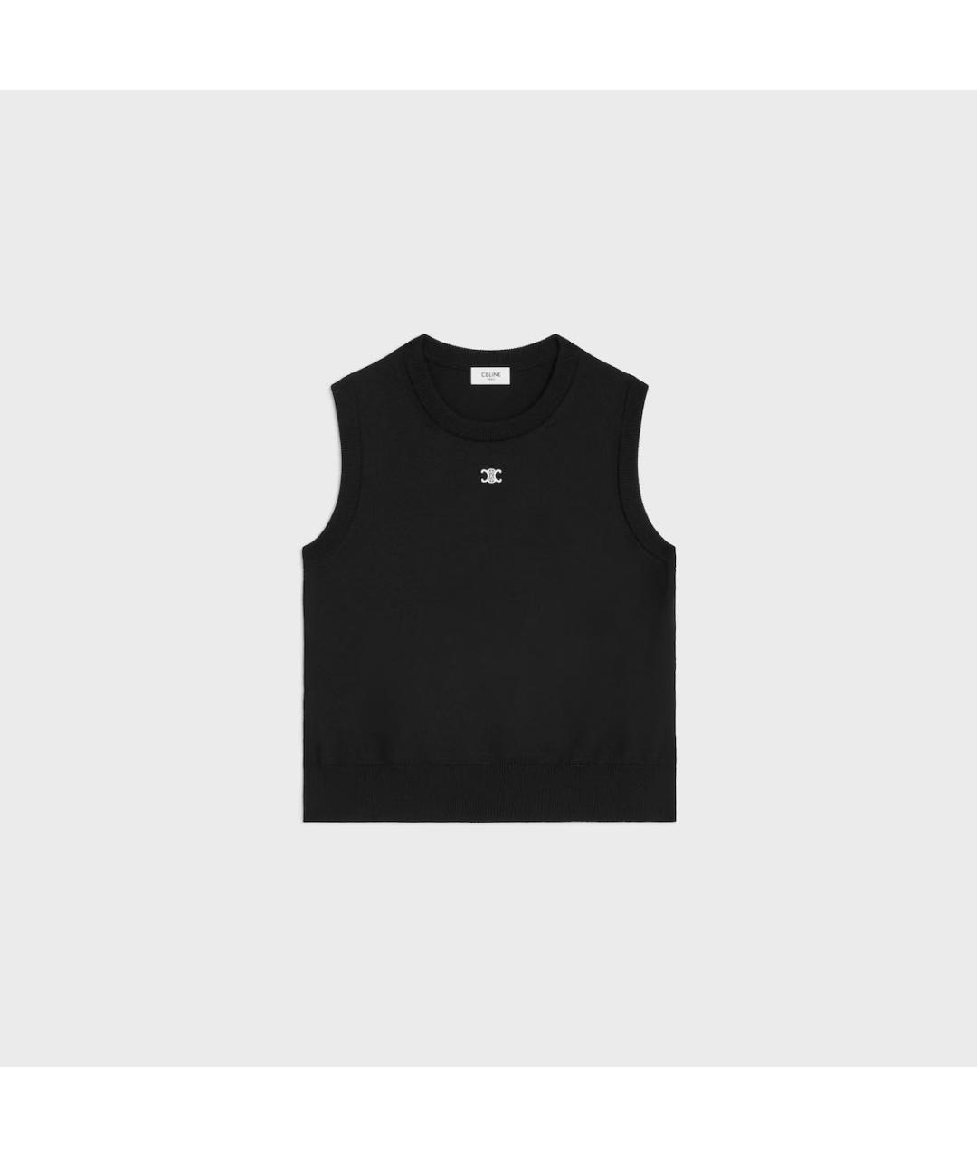 CELINE Черная шерстяная майка, фото 4