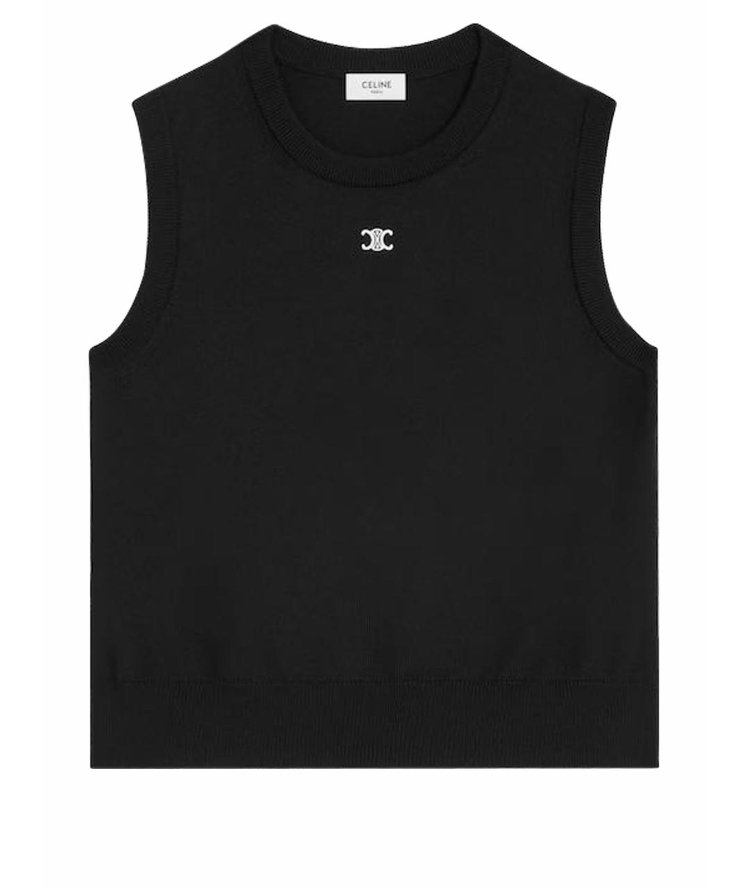 CELINE Черная шерстяная майка, фото 1