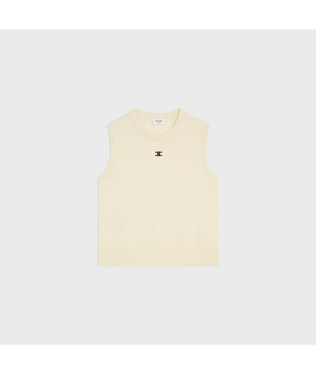 CELINE Бежевая шерстяная майка, фото 4