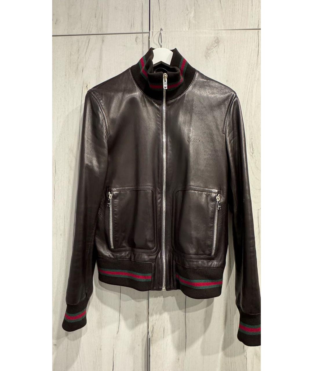 GUCCI Коричневая кожаная куртка, фото 4
