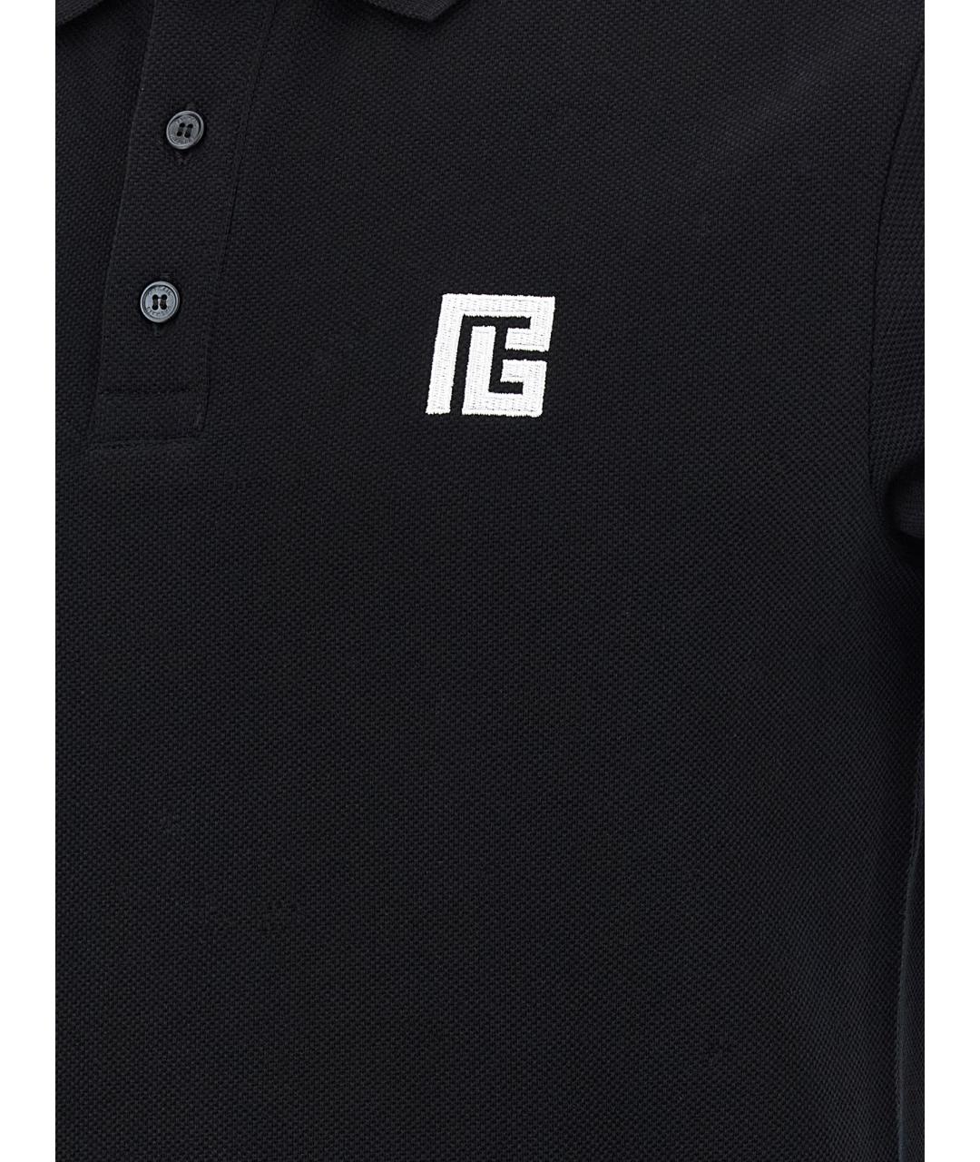 BALMAIN Черное хлопковое поло с коротким рукавом, фото 4