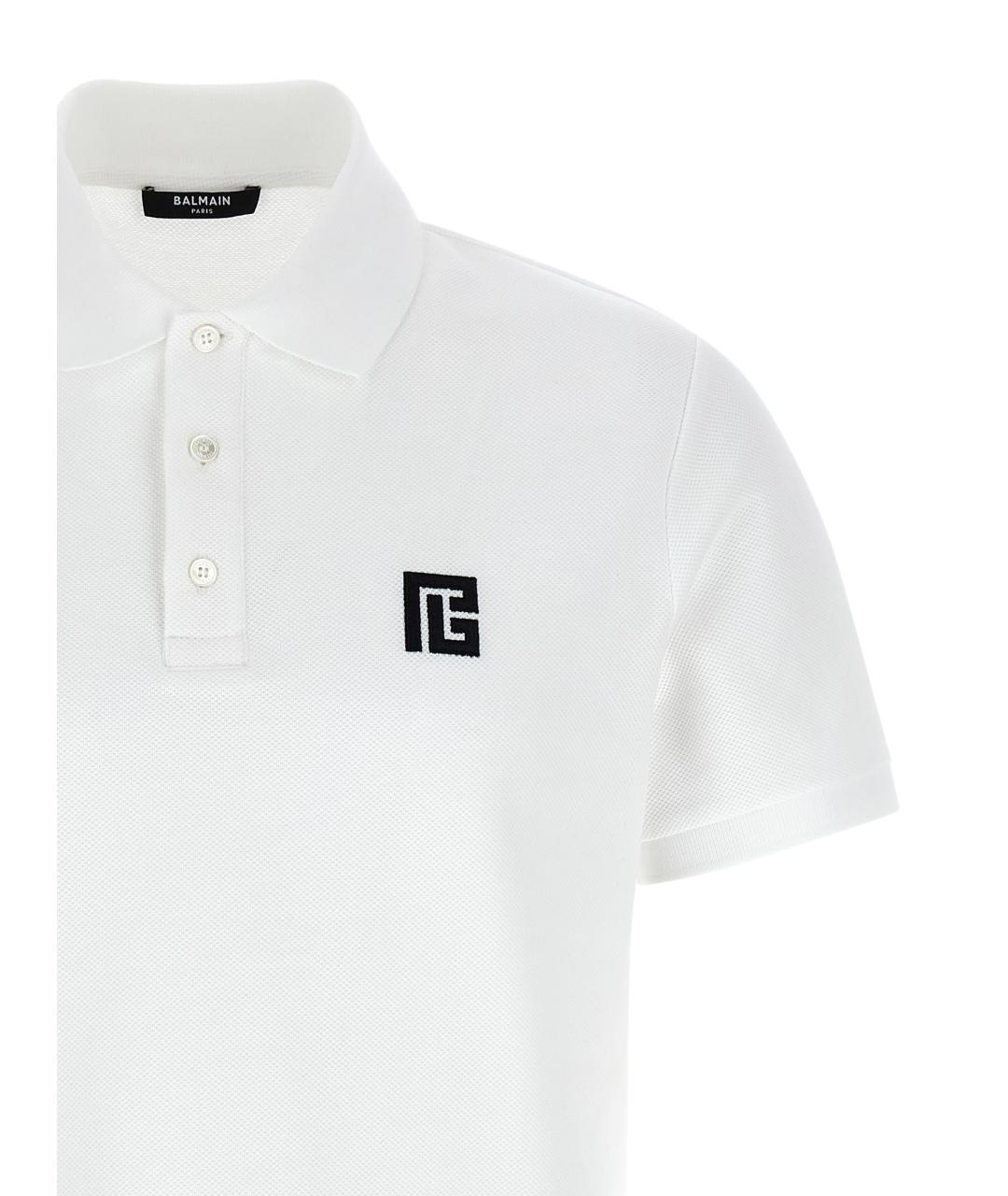 BALMAIN Белое хлопковое поло с коротким рукавом, фото 3