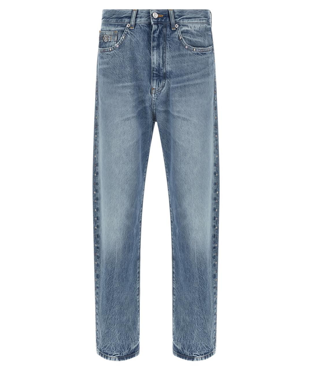 VERSACE Синие хлопковые прямые джинсы, фото 1