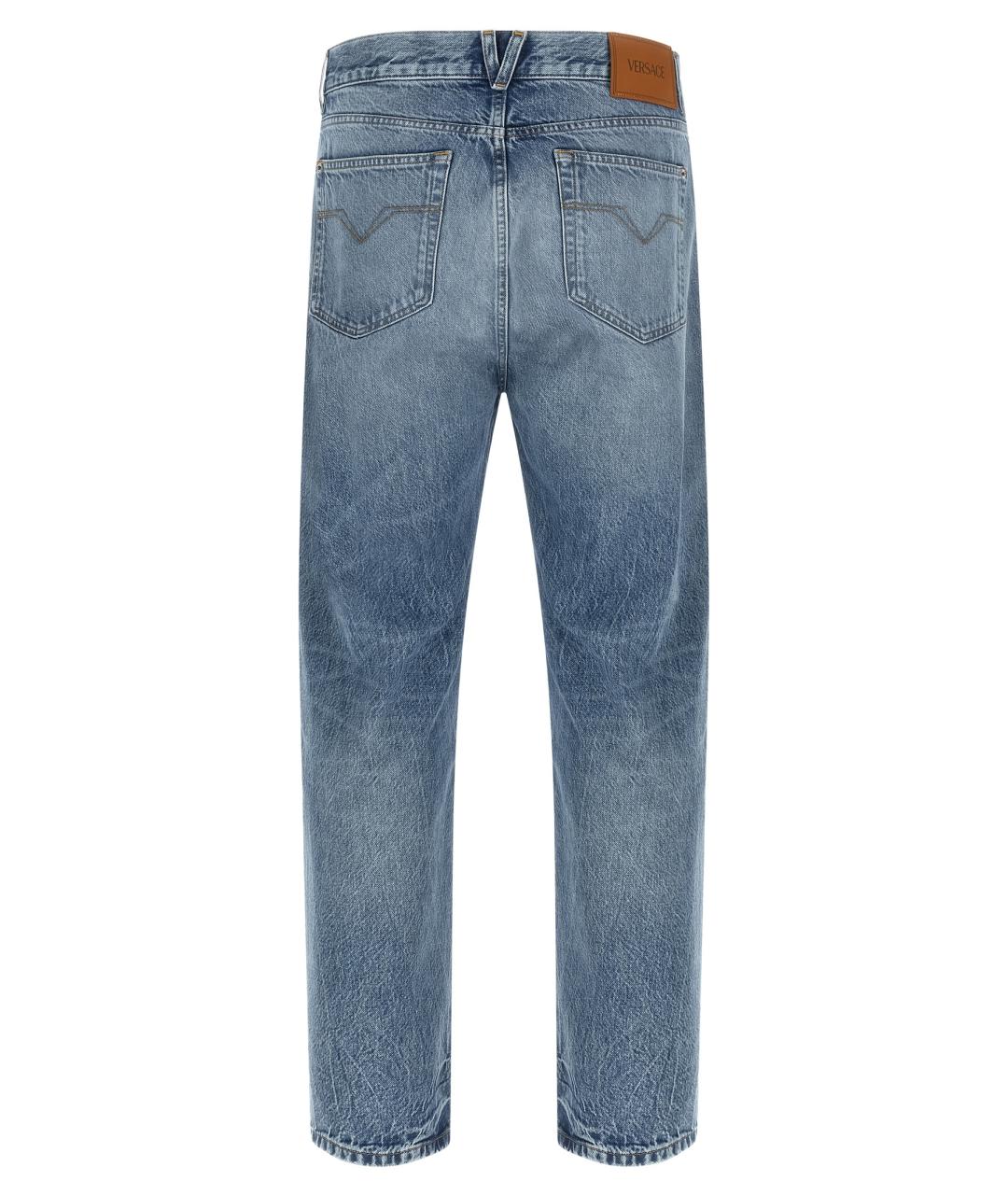 VERSACE Синие хлопковые прямые джинсы, фото 2