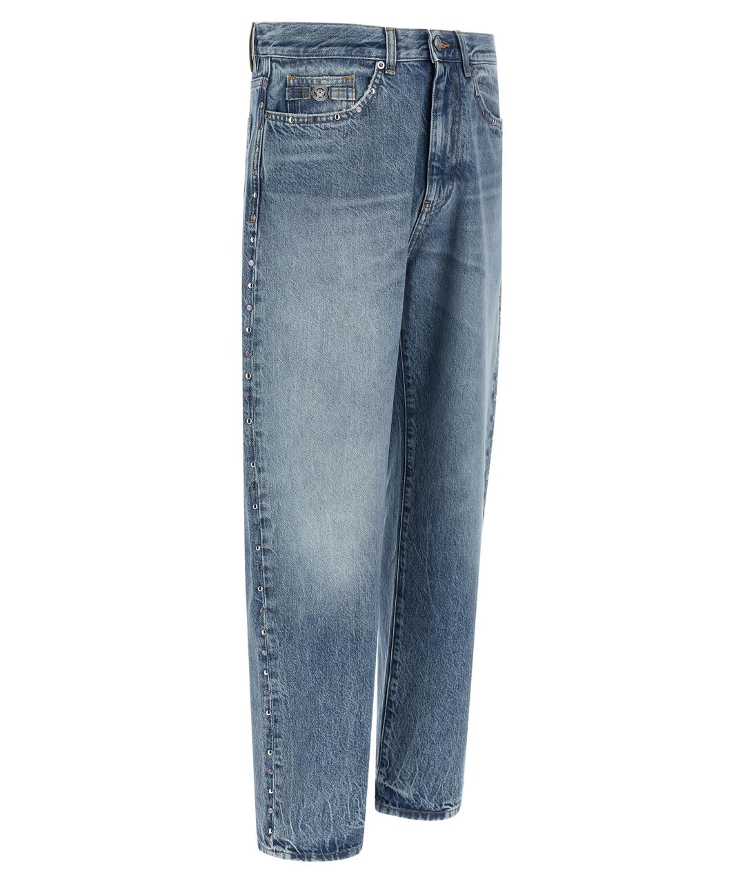 VERSACE Синие хлопковые прямые джинсы, фото 3