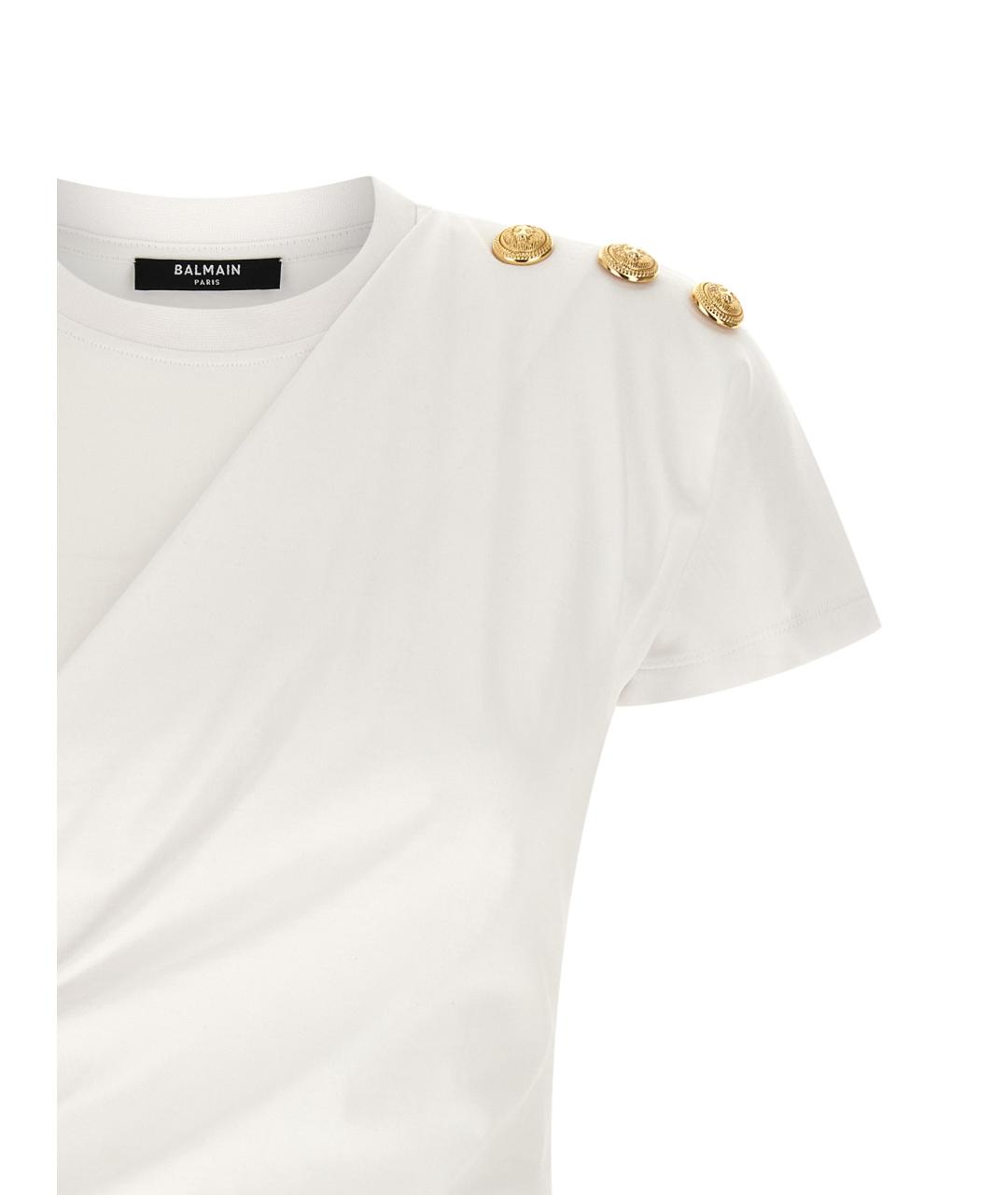 BALMAIN Белая хлопковая футболка, фото 3
