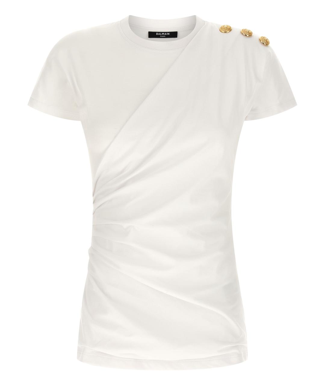 BALMAIN Белая хлопковая футболка, фото 1