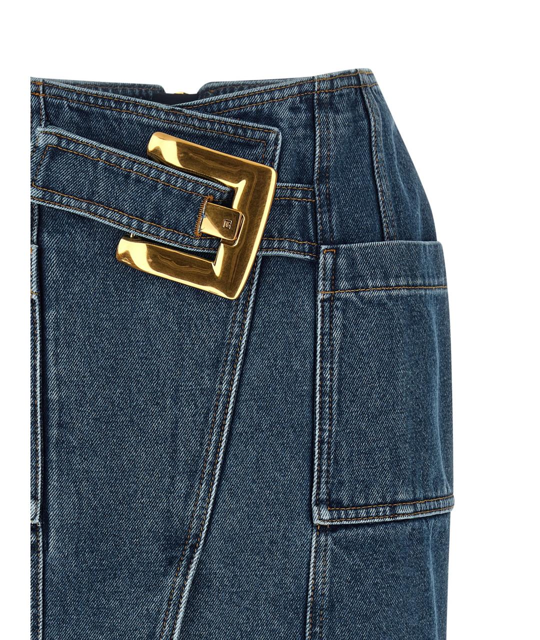 BALMAIN Синяя хлопковая юбка мини, фото 3