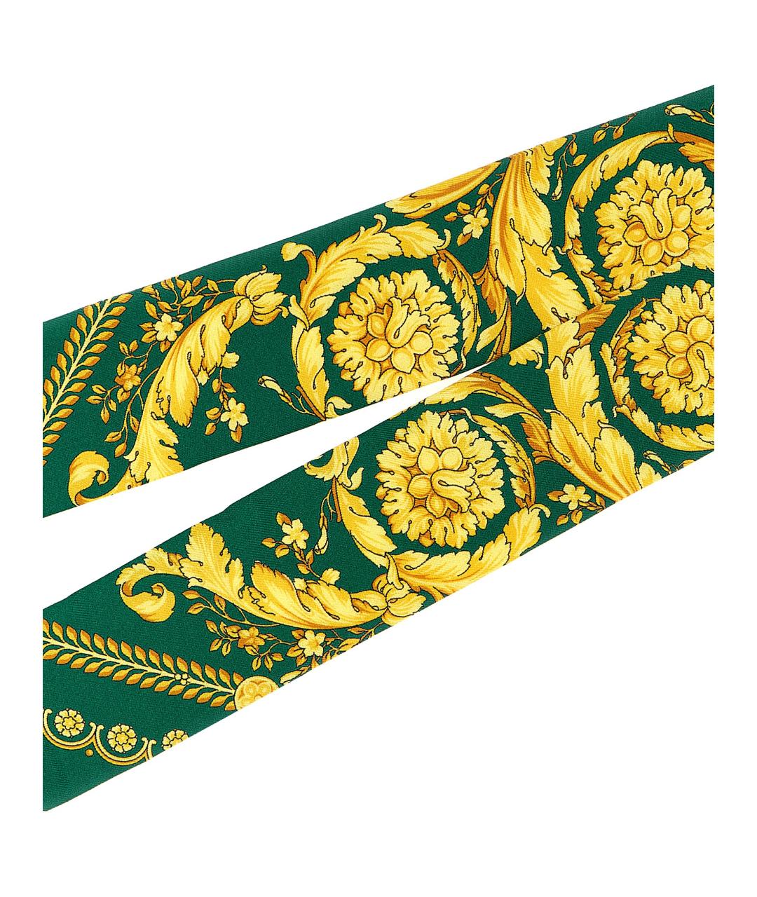 VERSACE Зеленый шелковый шарф, фото 3