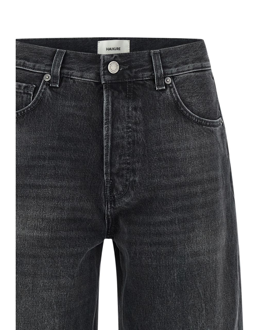 HAIKURE Черные хлопковые прямые джинсы, фото 3
