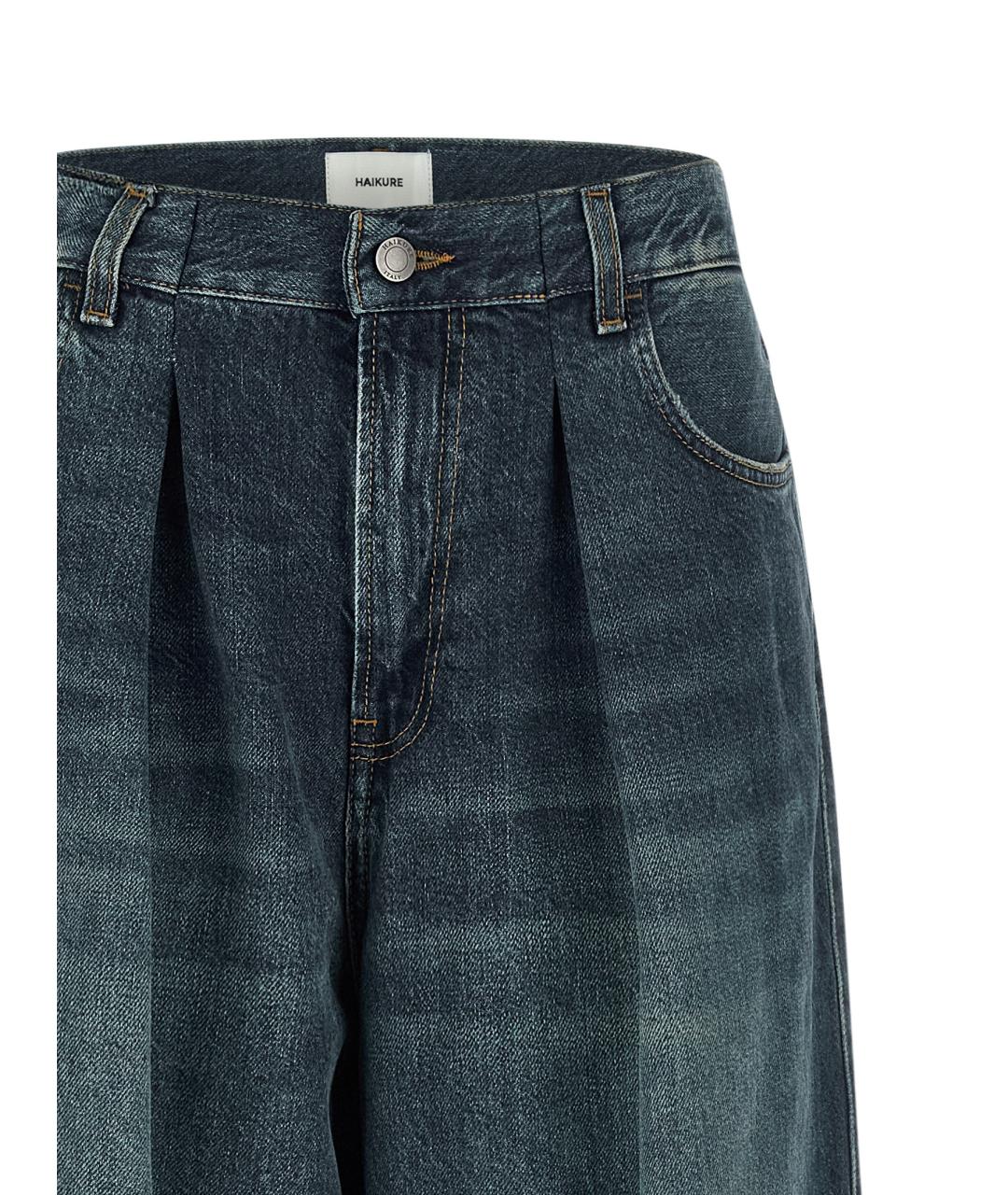 HAIKURE Синие хлопковые прямые джинсы, фото 3