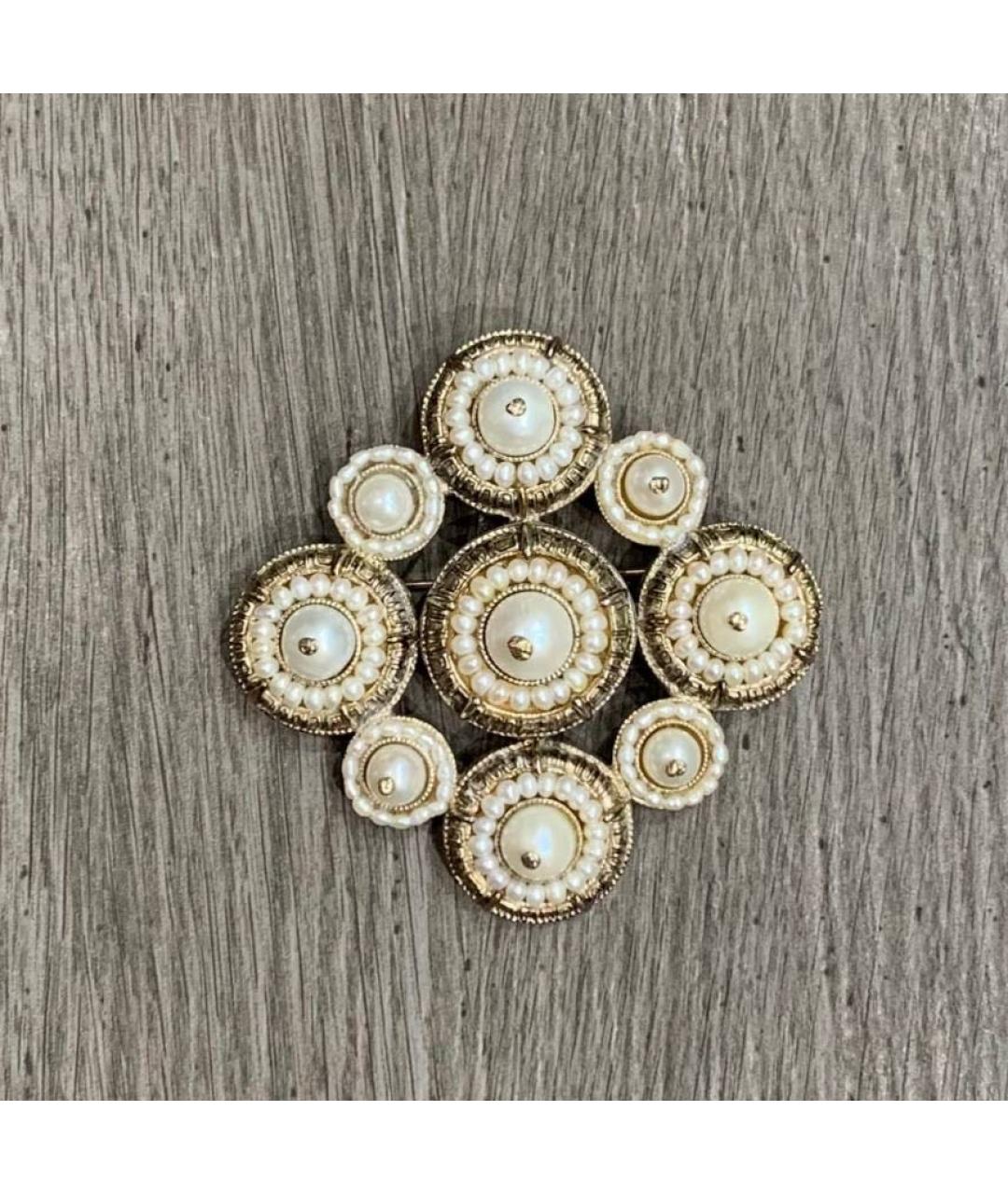 CHANEL Белая металлическая булавка / брошь, фото 2