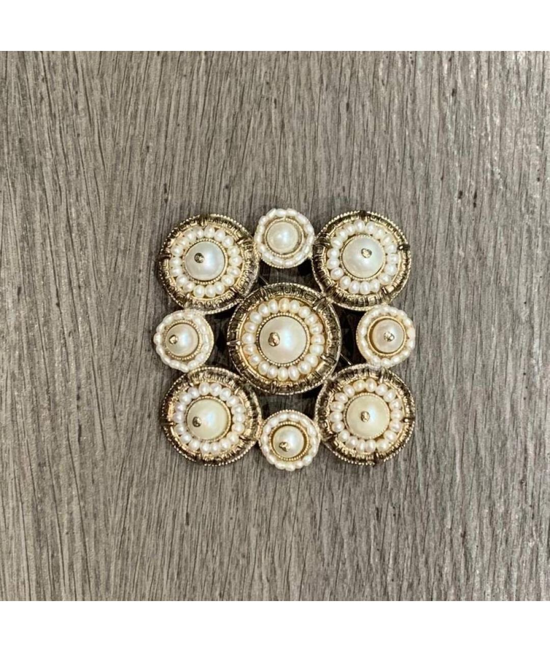 CHANEL Белая металлическая булавка / брошь, фото 5