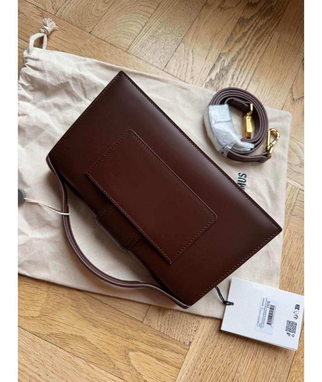 JACQUEMUS Коричневая кожаная сумка через плечо, фото 5