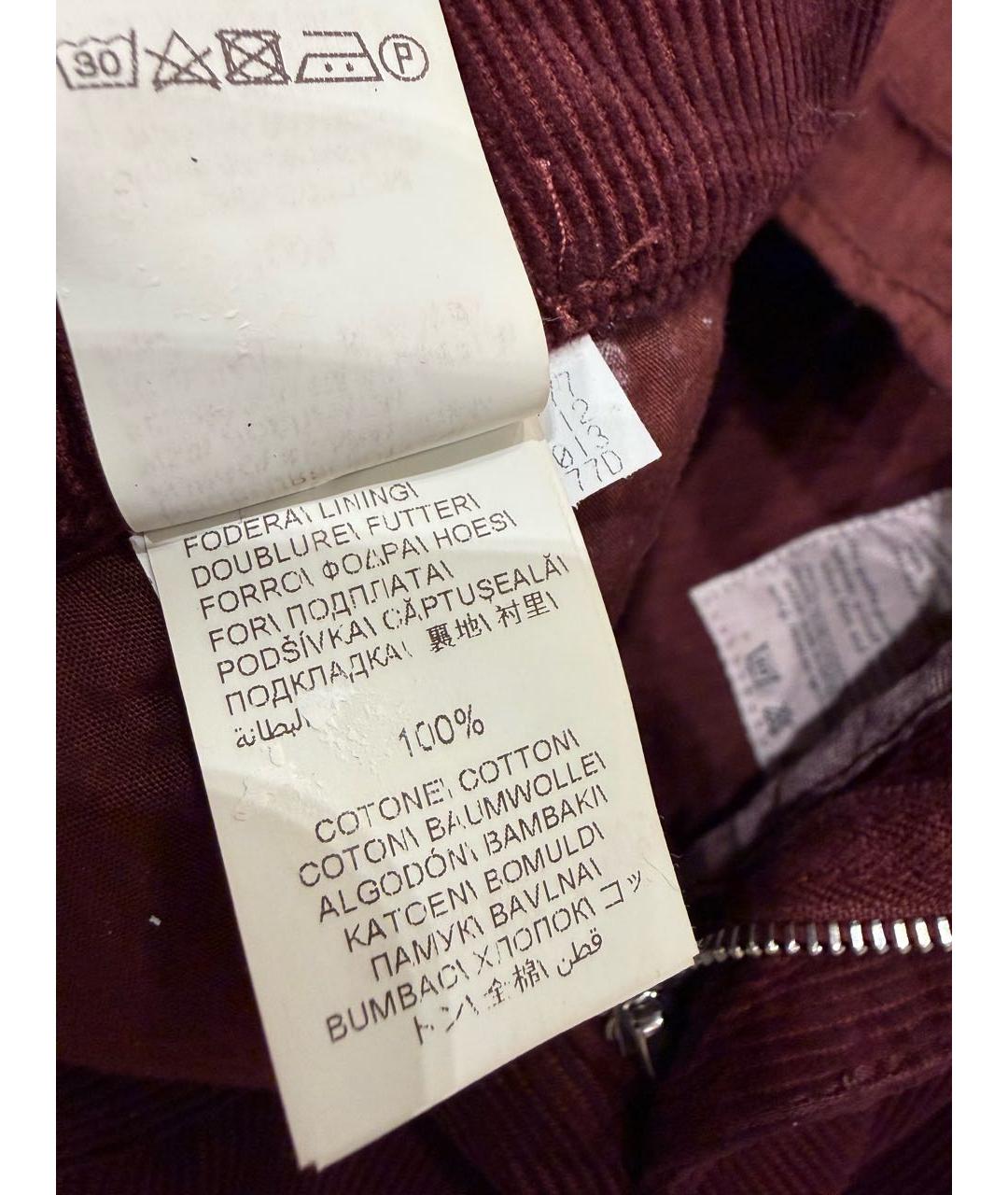 BRUNELLO CUCINELLI Бордовые хлопковые брюки и шорты, фото 4