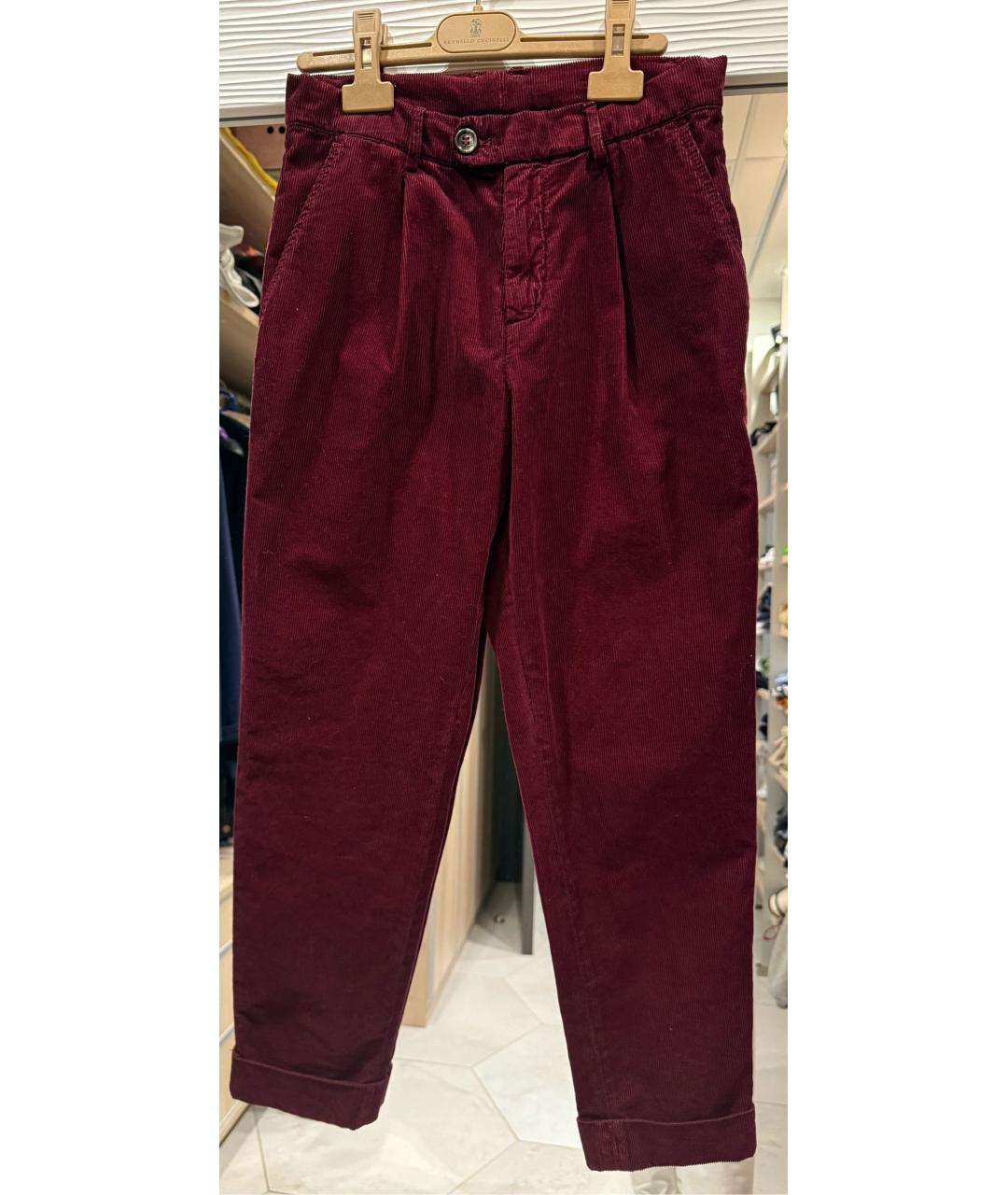 BRUNELLO CUCINELLI Бордовые хлопковые брюки и шорты, фото 2