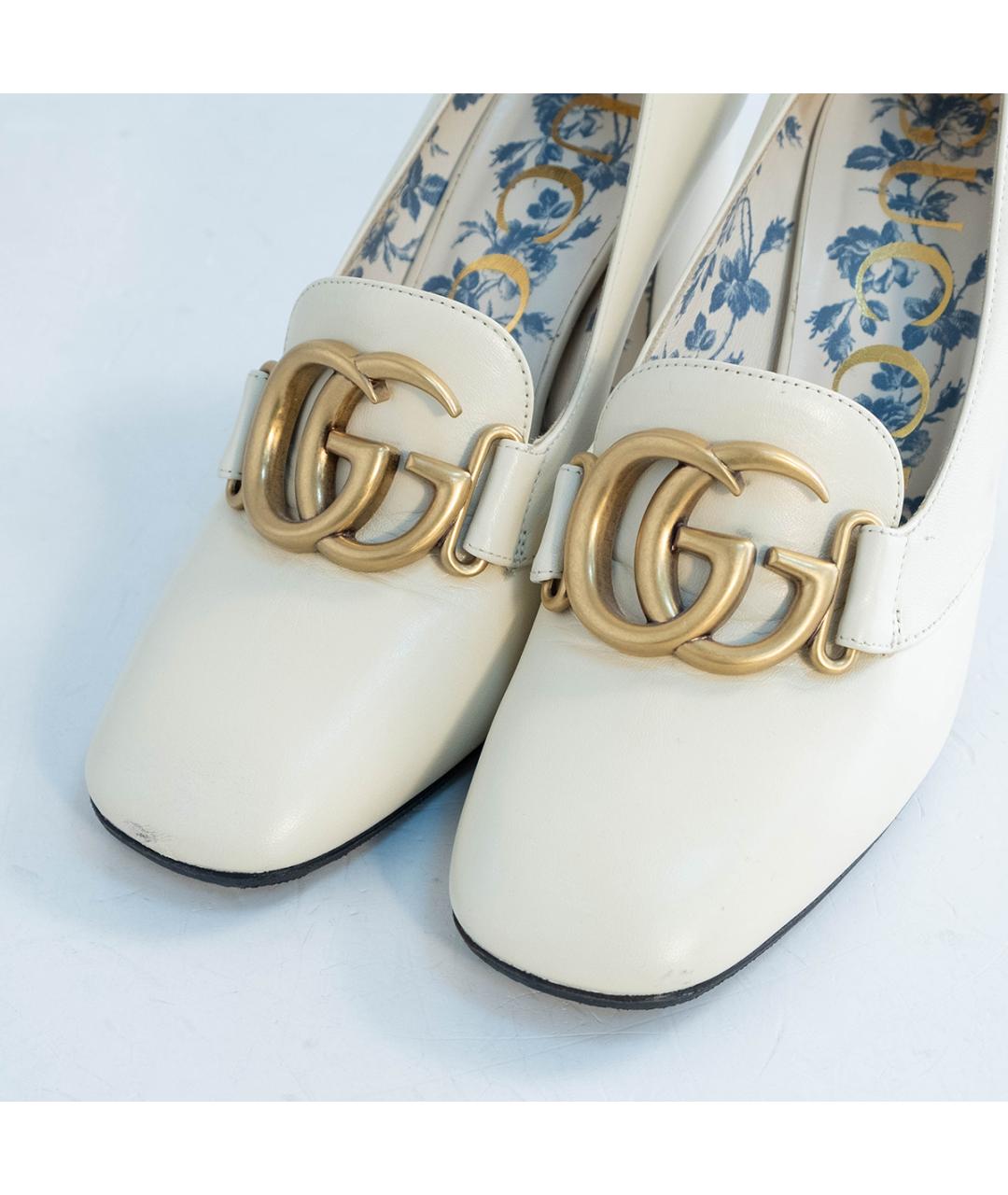 GUCCI Белые кожаные туфли, фото 3