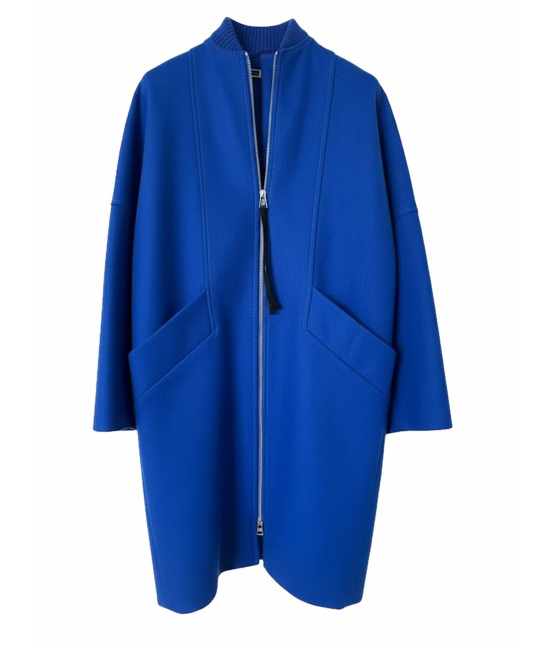 SPORTMAX Синее шерстяное пальто, фото 1