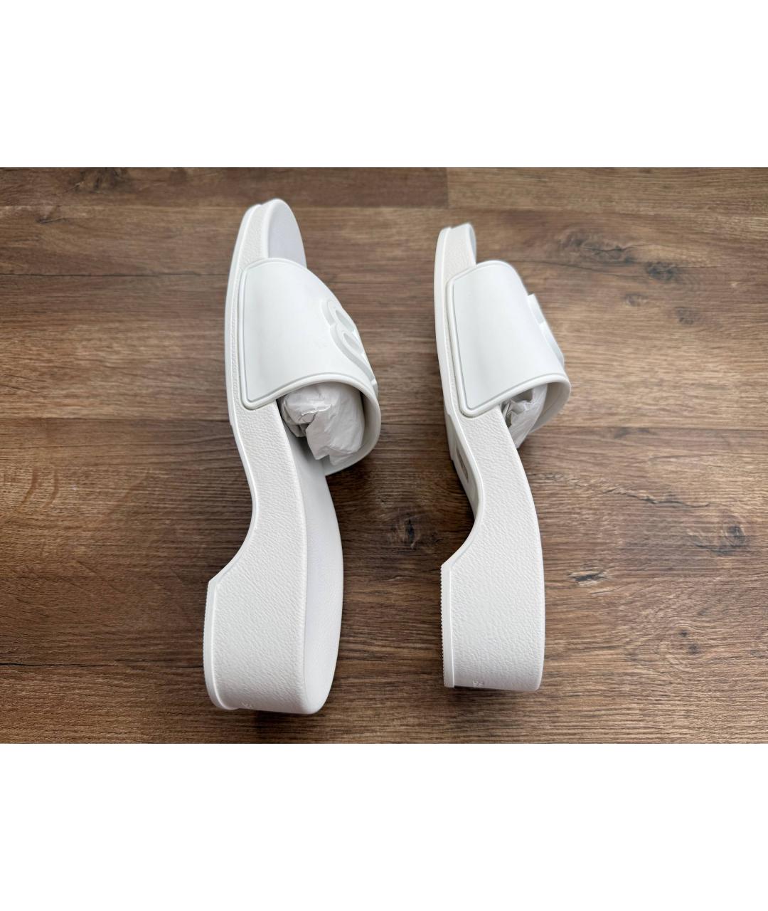 BALENCIAGA Белые резиновые шлепанцы, фото 8