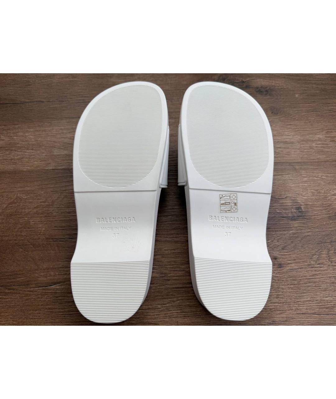 BALENCIAGA Белые резиновые шлепанцы, фото 6