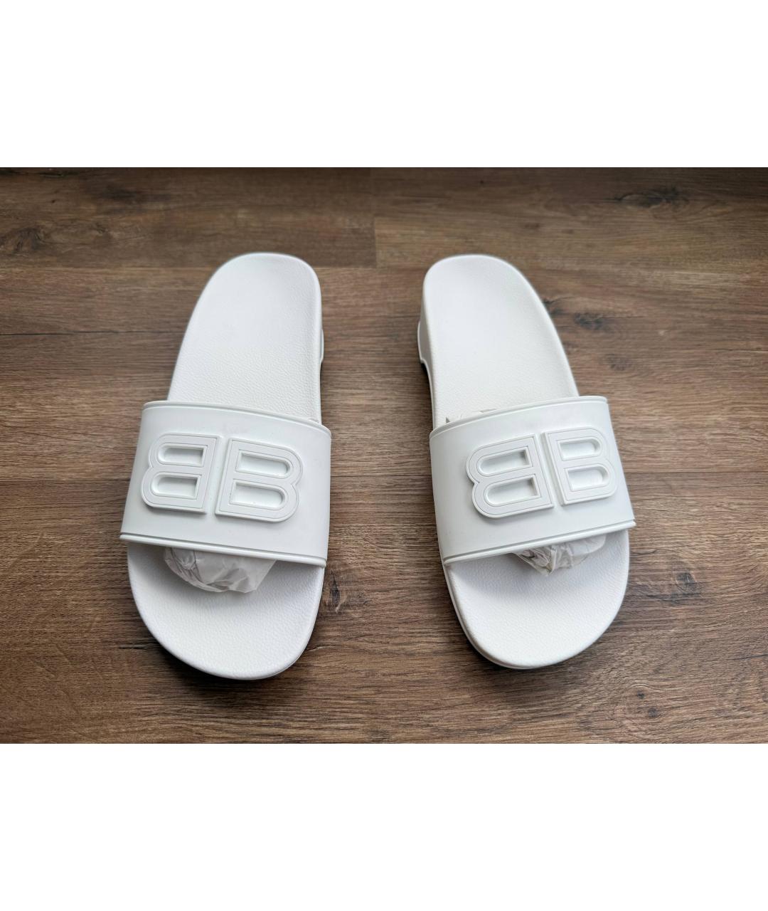 BALENCIAGA Белые резиновые шлепанцы, фото 5