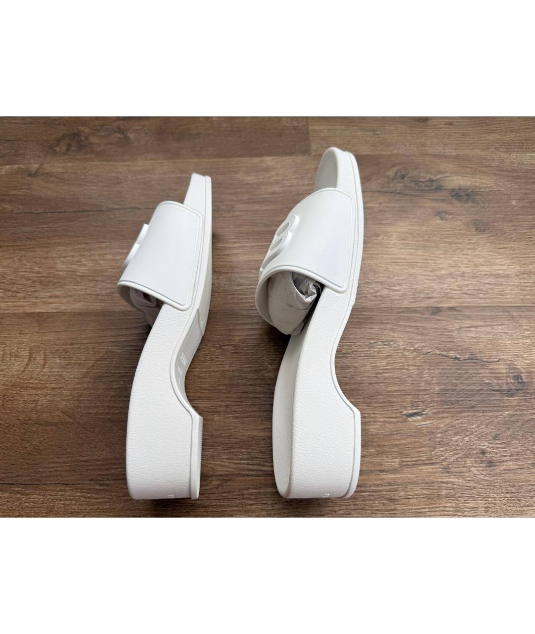 BALENCIAGA Белые резиновые шлепанцы, фото 7