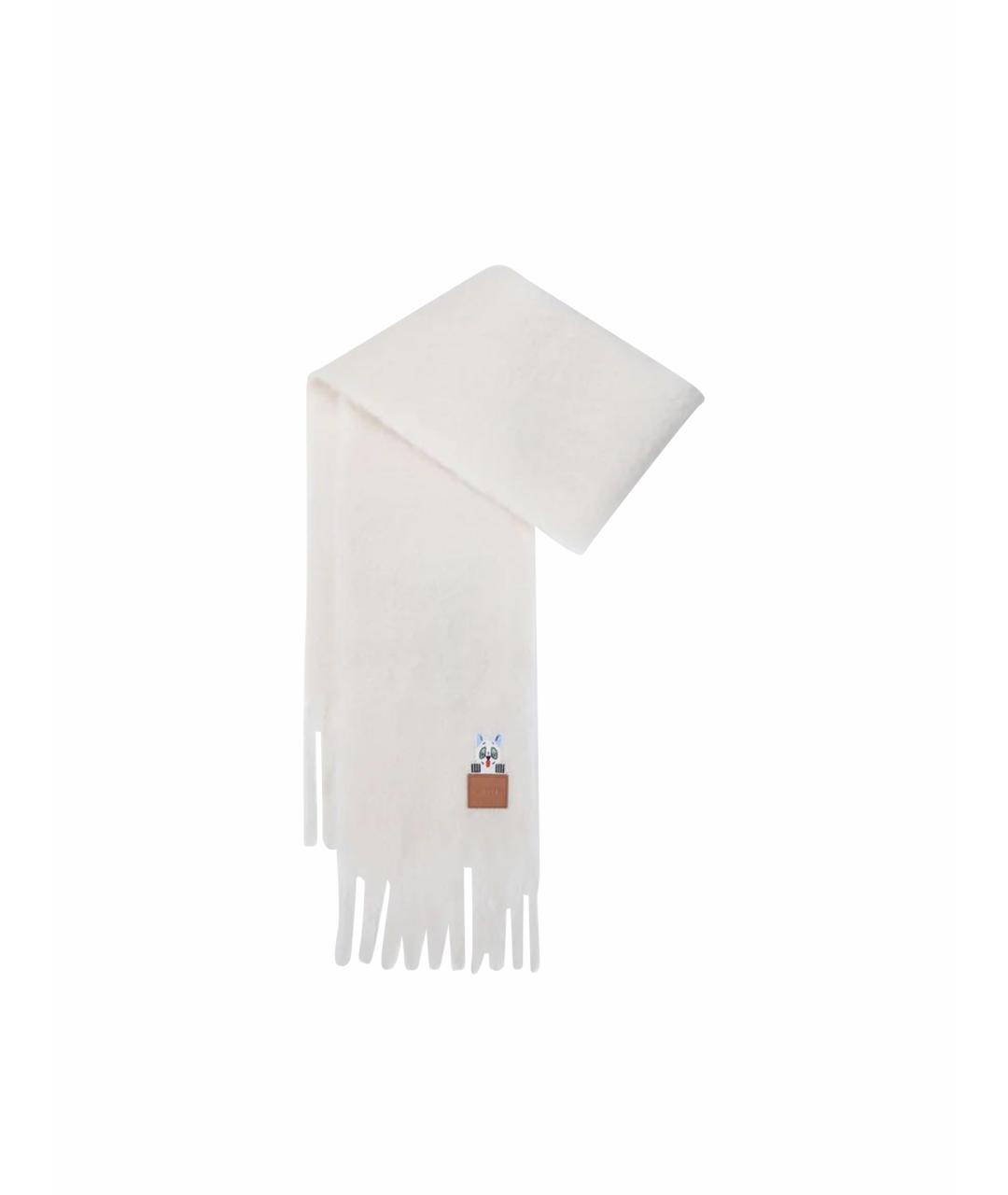 LOEWE Белый шерстяной шарф, фото 1