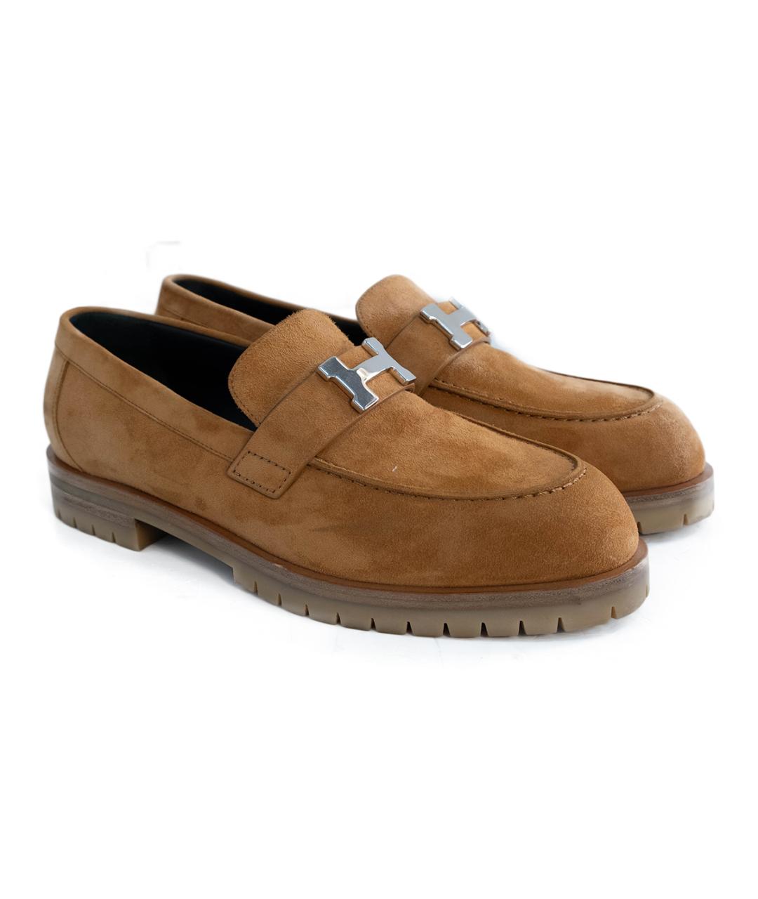 HERMES Бежевые замшевые лоферы, фото 2