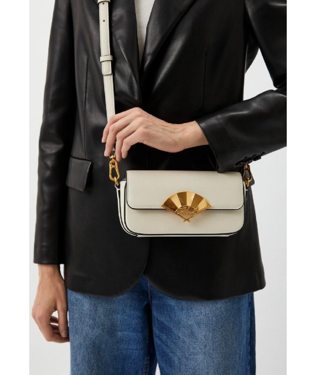 KARL LAGERFELD Белая кожаная сумка через плечо, фото 4