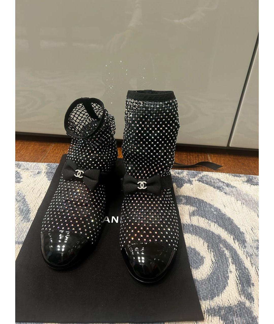 CHANEL Черные текстильные ботильоны, фото 2
