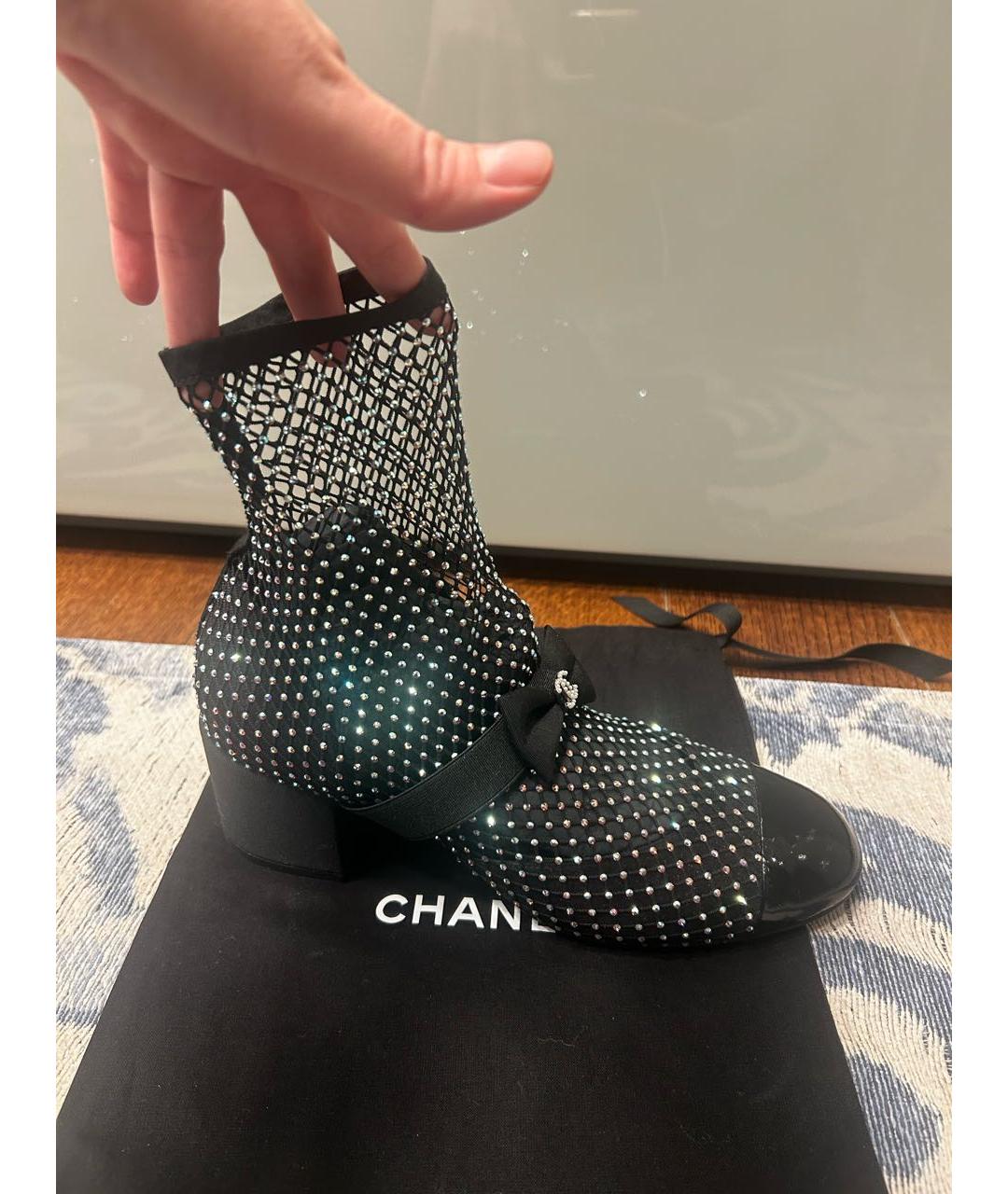 CHANEL Черные текстильные ботильоны, фото 6