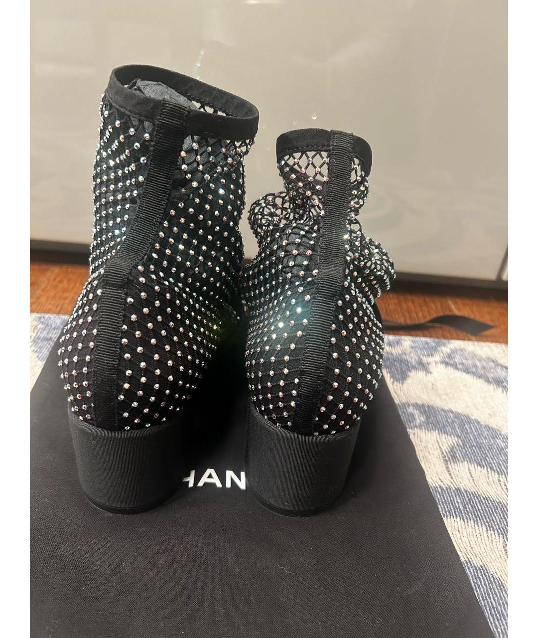 CHANEL Черные текстильные ботильоны, фото 4