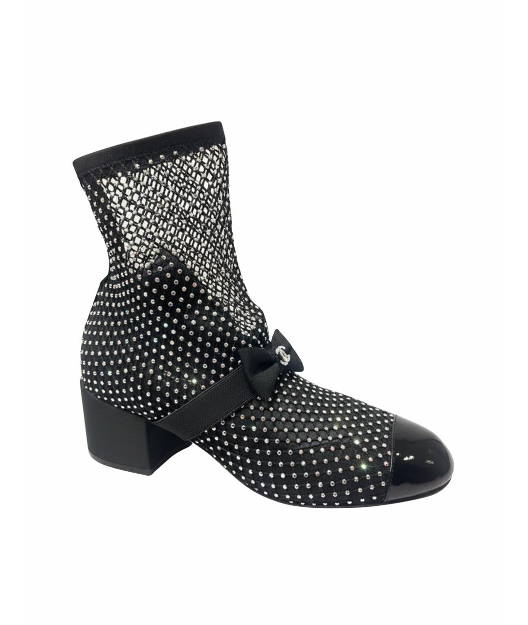 CHANEL Черные текстильные ботильоны, фото 1