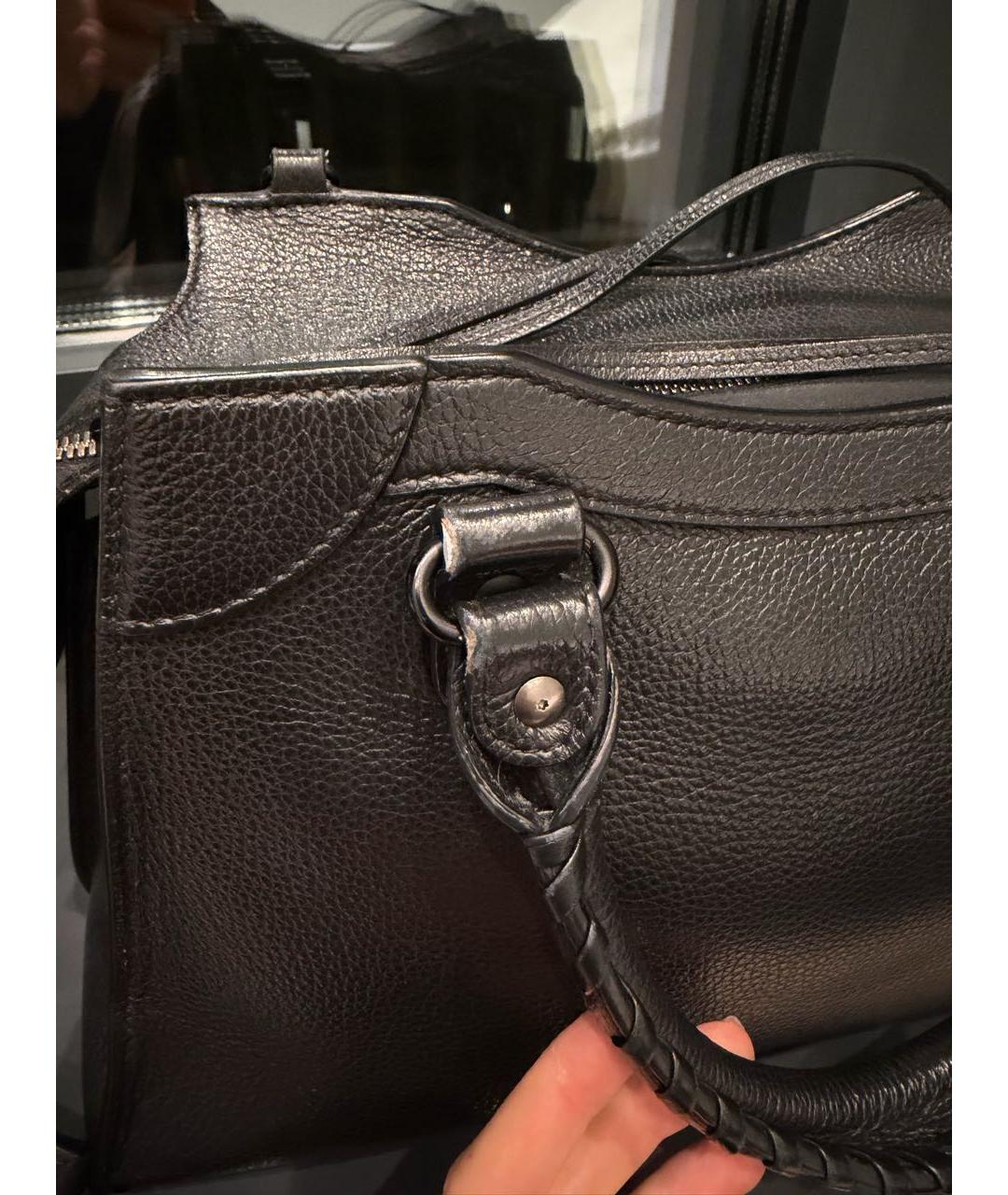 BALENCIAGA Черная кожаная сумка через плечо, фото 6