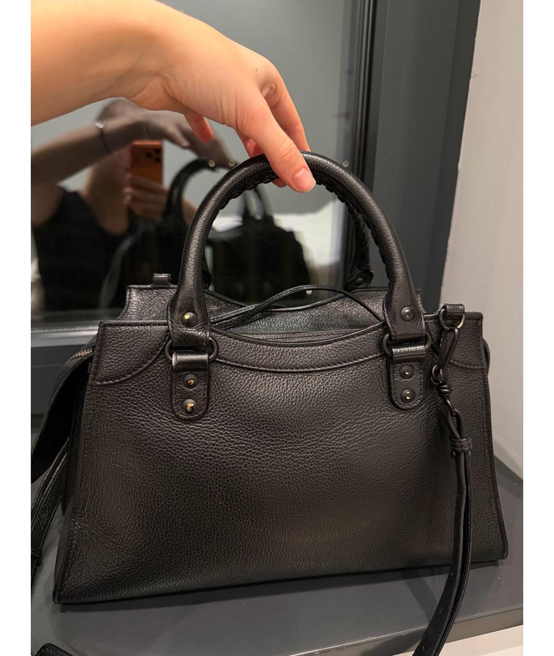 BALENCIAGA Черная кожаная сумка через плечо, фото 7