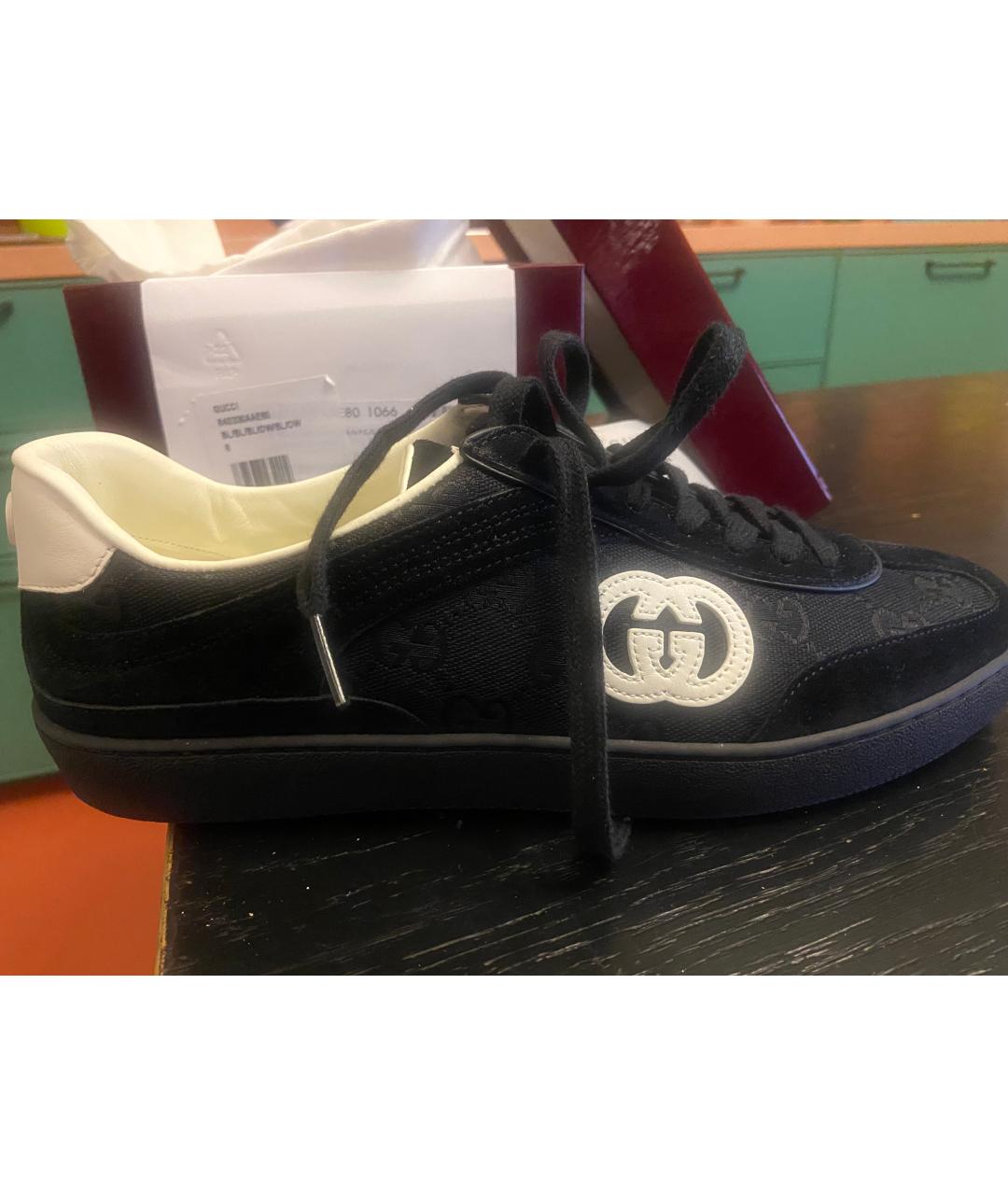 GUCCI Черные низкие кроссовки / кеды, фото 4